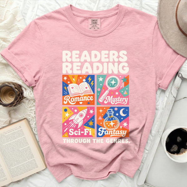 Readers Reading Genres Tee in Blossom