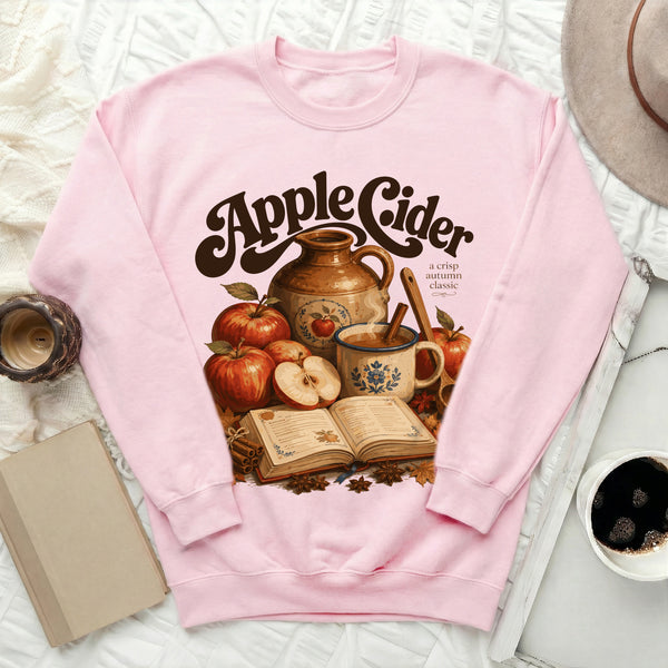 Vintage Apple Cider Sweatshirt in Light Pink