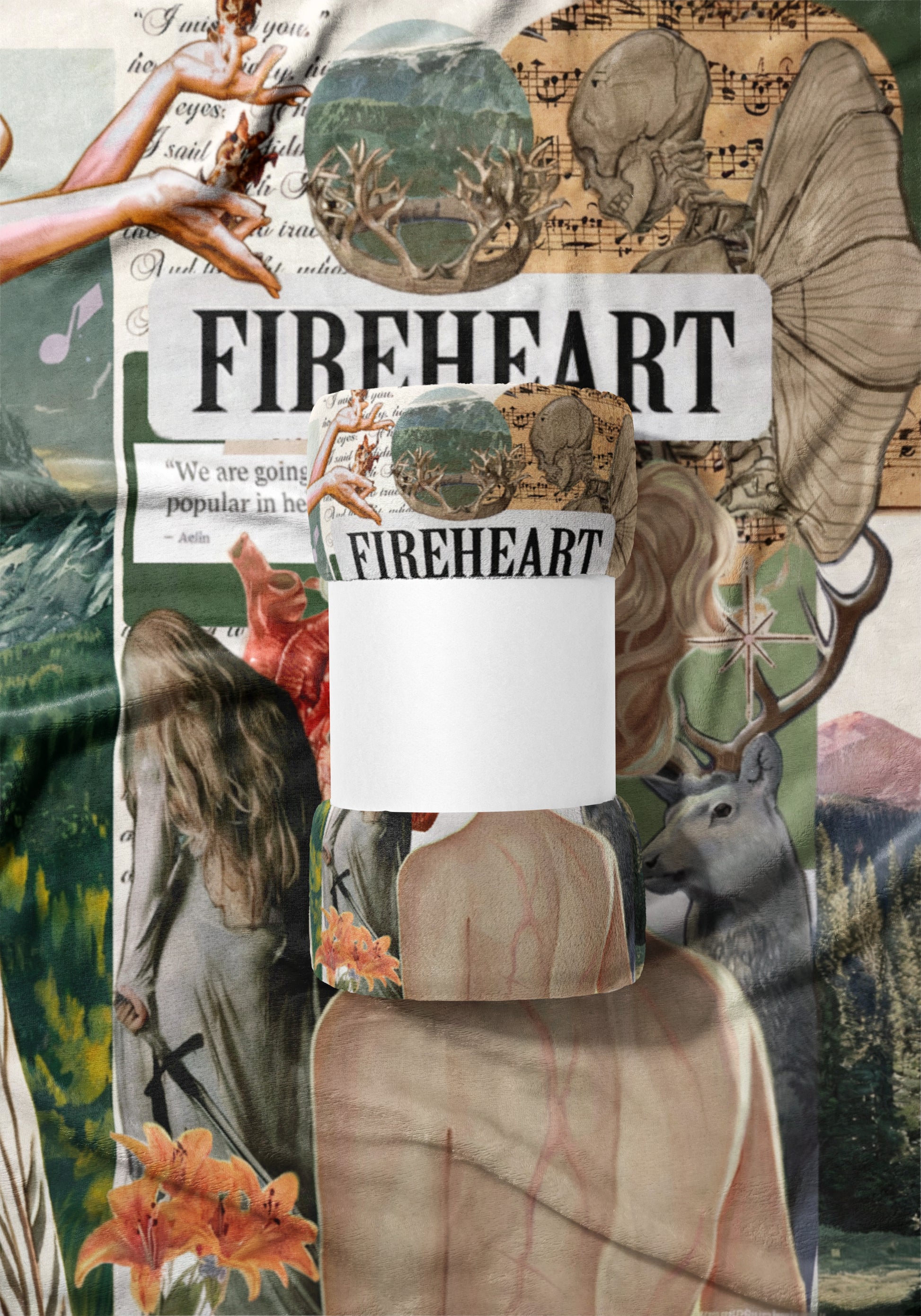 Fireheart Collage Art Blanket Throw Cover Decor