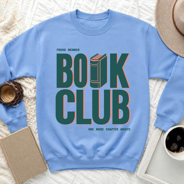 Book Club Vintage Book Print Sweatshirt in Carolina Blue