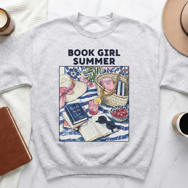 Book Girl Summer Sweatshirt in Ash
