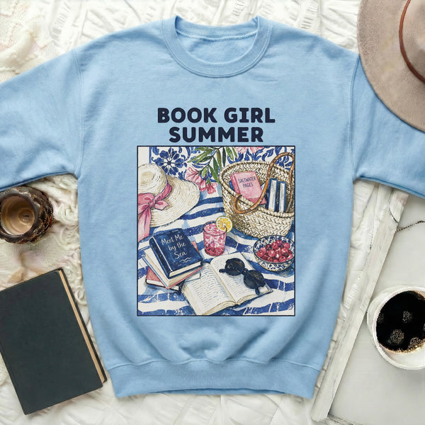 Book Girl Summer Sweatshirt in Light Blue