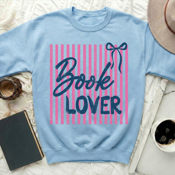 Book Lover Ribbon Sweatshirt in Light Blue