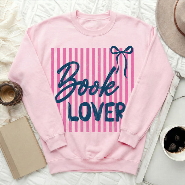 Book Lover Ribbon Sweatshirt in Light Pink