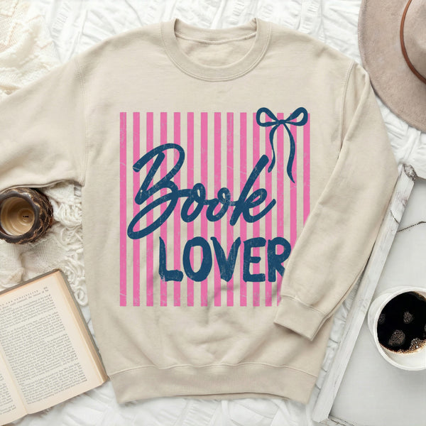 Book Lover Ribbon Sweatshirt in Sand