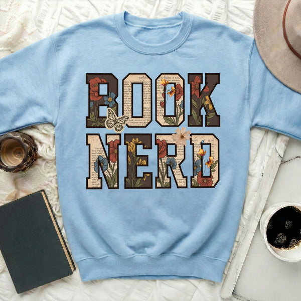 Book Nerd Sweatshirt in Light Blue