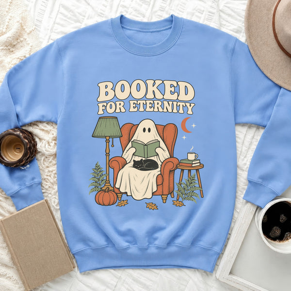 Booked For Eternity Sweatshirt in Carolina Blue