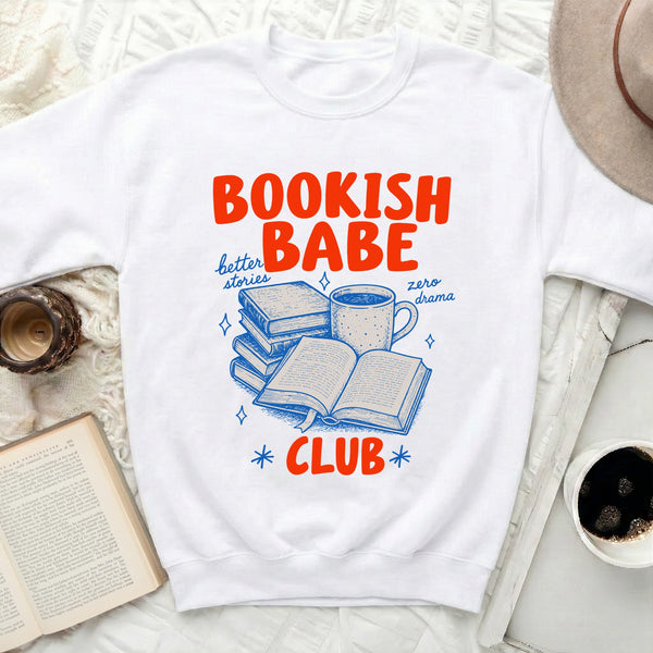 Bookish Babe Club Sweatshirt in White