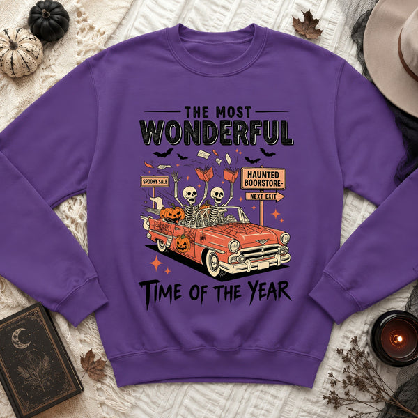 Bookish Haunted Bookstore Sweatshirt in Purple