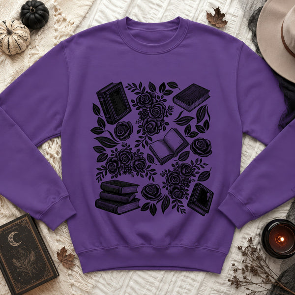 Bookish Rose Sweatshirt in Purple