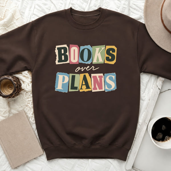 Books Over Plans Sweatshirt in Dark Chocolate