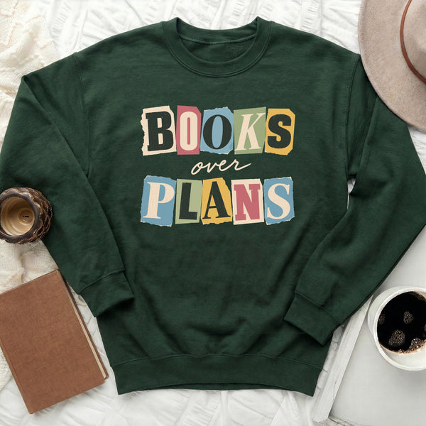 Books Over Plans Sweatshirt in Forest Green