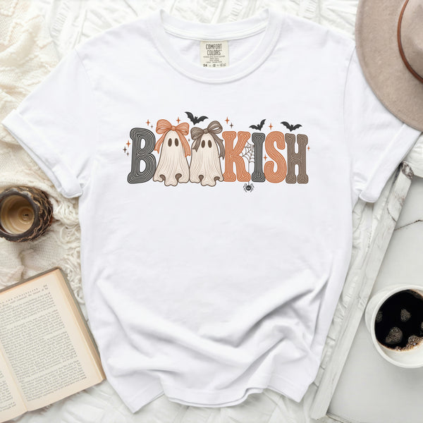 Retro Bookish Ghost Book Tee in White
