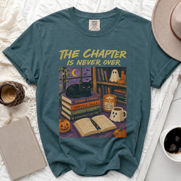 Spooky Bookish Tee in Blue Spruce