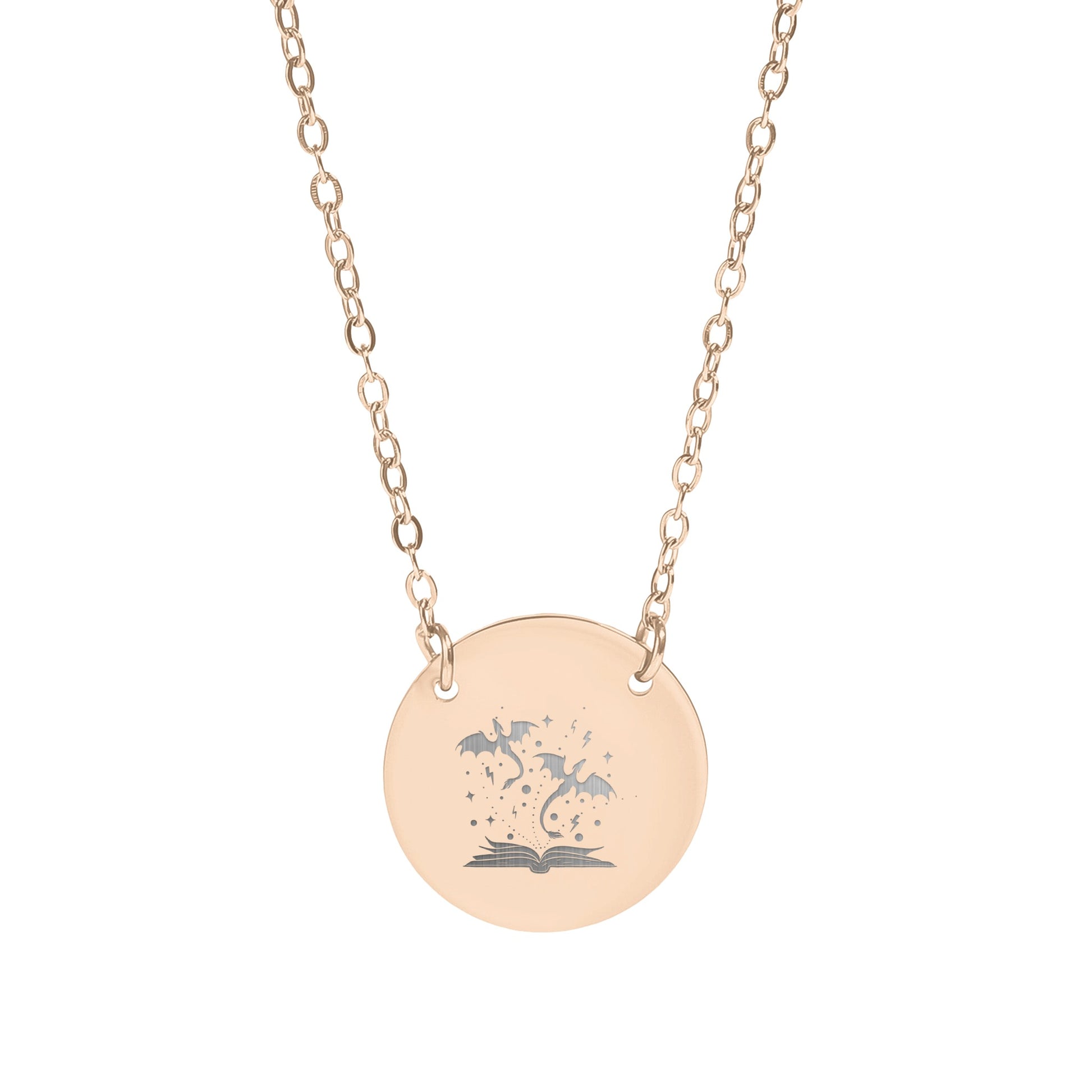 Enchanting Flying Dragons on Circular Pendant Necklace