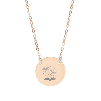 Enchanting Flying Dragons on Circular Pendant Necklace