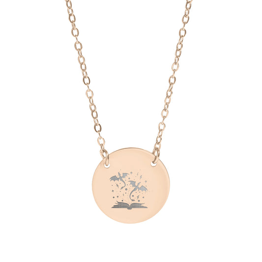 Enchanting Flying Dragons on Circular Pendant Necklace