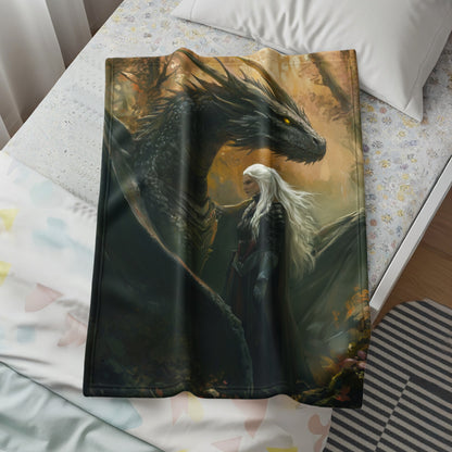 Mystical Woman and Majestic Dragon Blanket