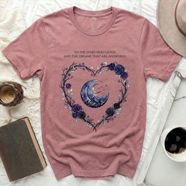 Midnight Rose Heart Tee in Heather Mauve