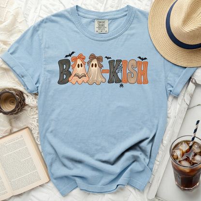 Light blue t-shirt with "Boo-Kish" text and ghost graphics.