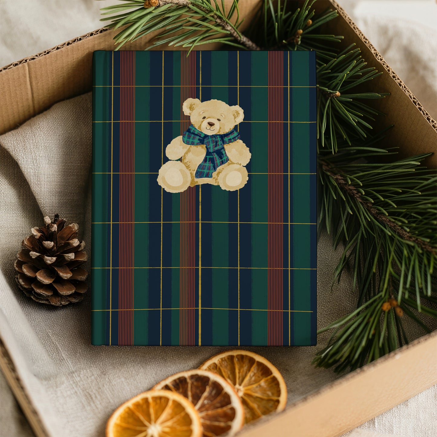 Teddy Bear Plaid Patterned Notebook Journal