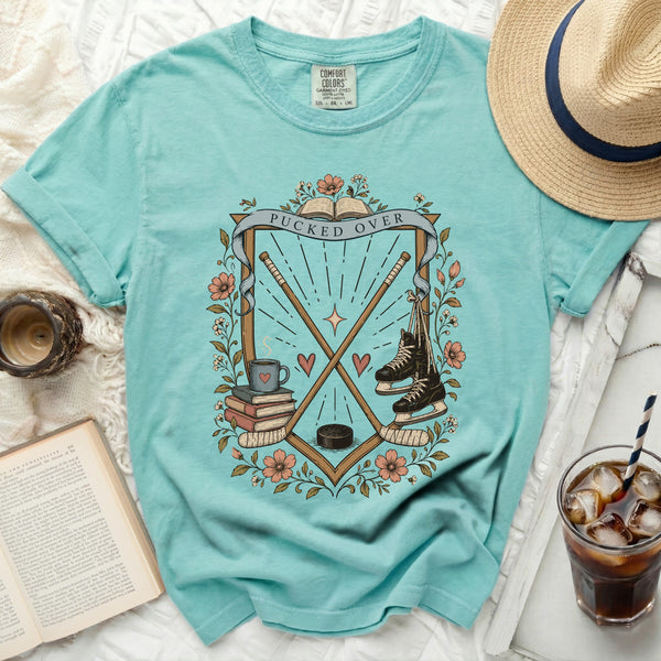 Pucked Over Cozy Hockey Tee in Island Reef
