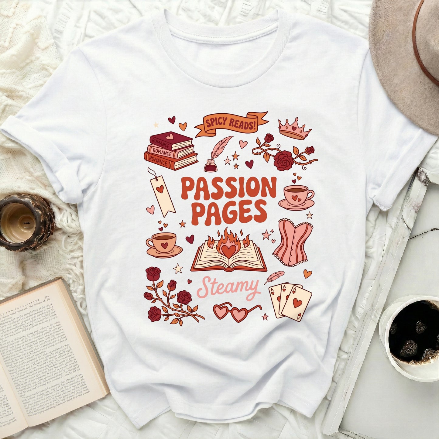 Spicy Reads Passion Pages Steamy Romance Graphic product type
Spicy Reads
Passion Pages
Steamy Romance
Romance Books
Book Lover Gift
Reader Life
Literary Shirt
Bookish Apparel
Hearts Design
Quill Icon
Rose Graphic
Crown Symbol
Retro Aesthetic
Valentine Style
Book Club Fashion
Story Teller
Cozy Reading
Aesthetic Tee
Romantic Vibes
Playful Design
