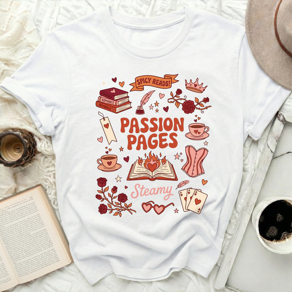 Spicy Reads Passion Pages Tee in White