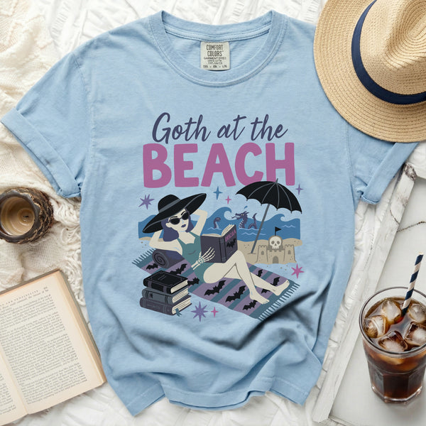 Goth at the Beach Shadows and Sunbeams Tee in Chambray