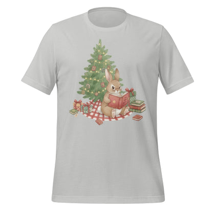 Festive Bunny Reading by Christmas Tree Shirt
