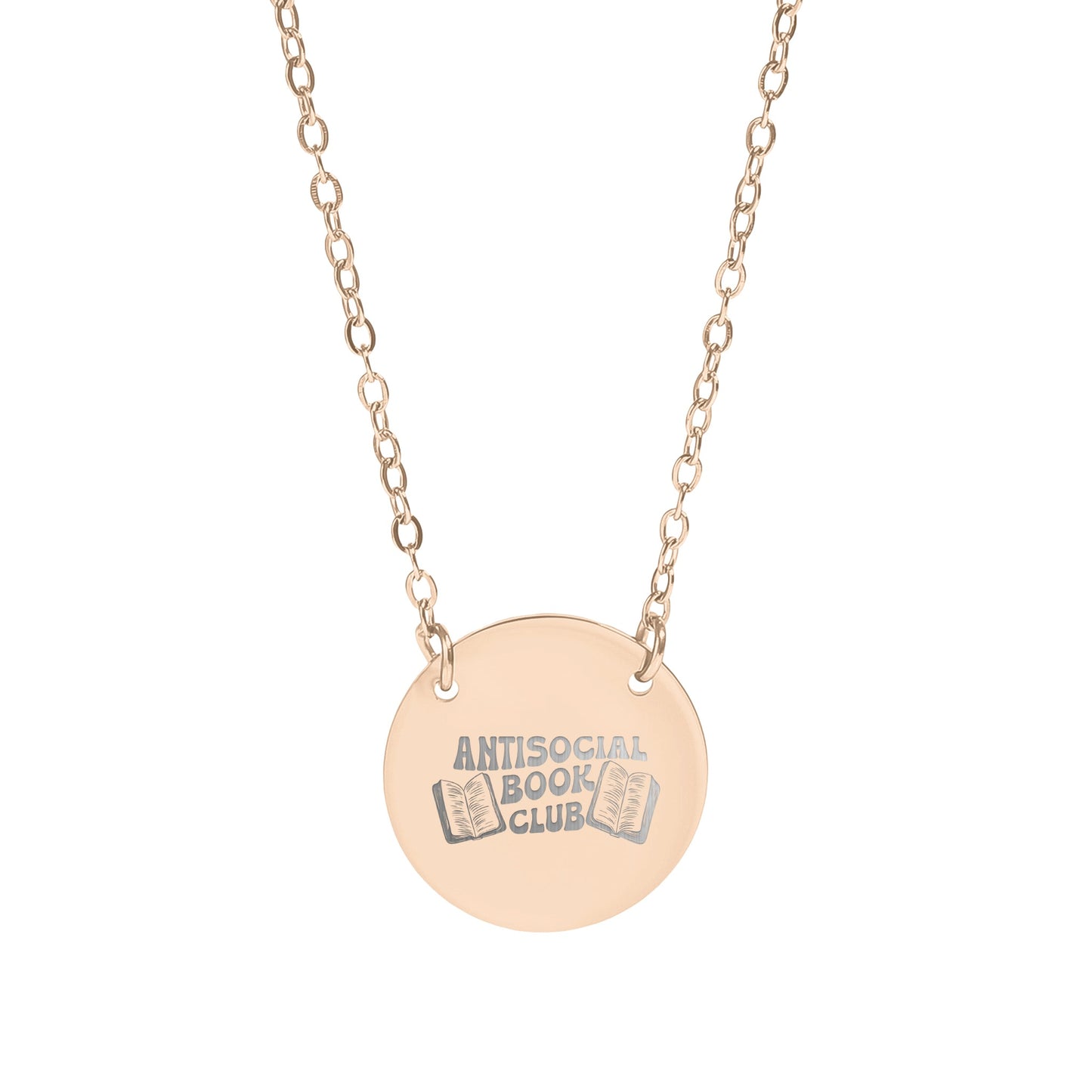 Antisocial Book Club Engraved Round Pendant Necklace
