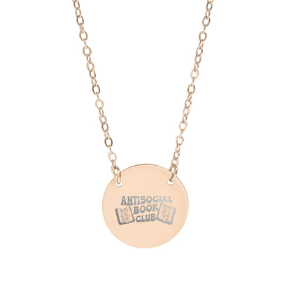 Antisocial Book Club Engraved Round Pendant Necklace