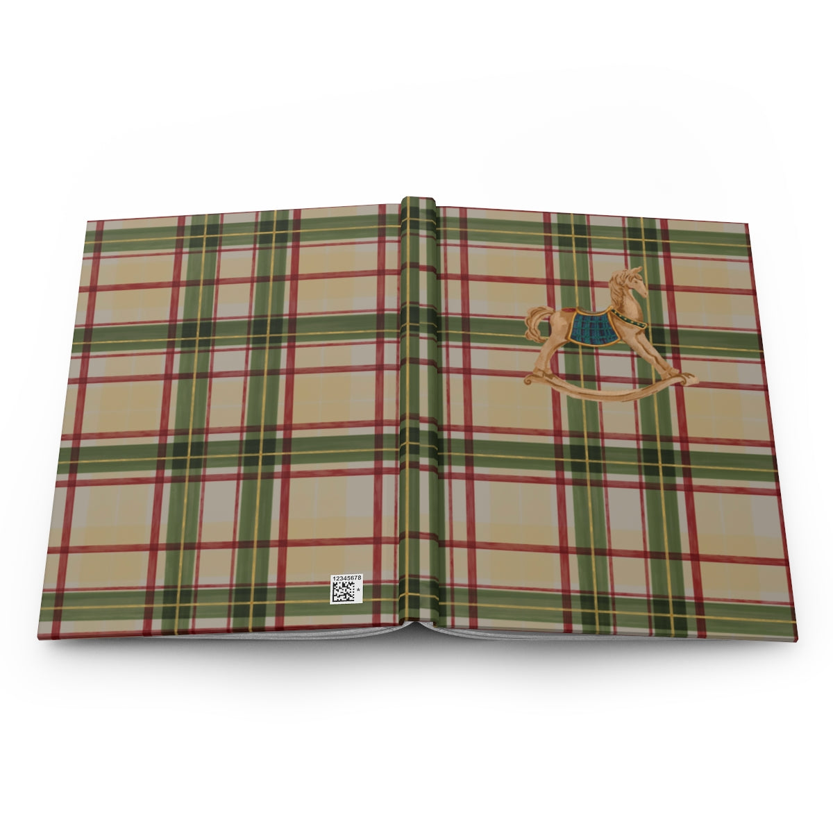 Elegant Plaid Notebook with Rocking Horse Detail