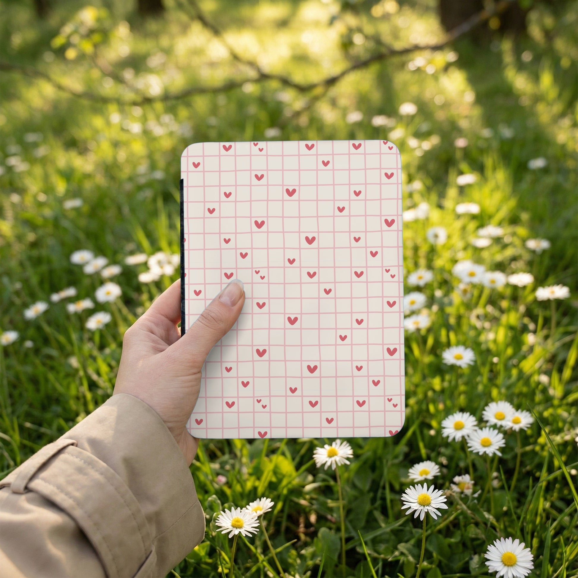 Cute Hearts and Checkerboard Patterned Notebook