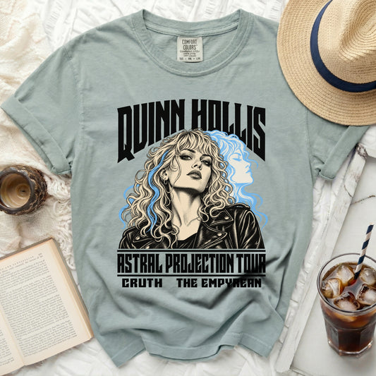 Quinn Hollis Astral Projection Tour t-shirt featuring a woman's portrait.