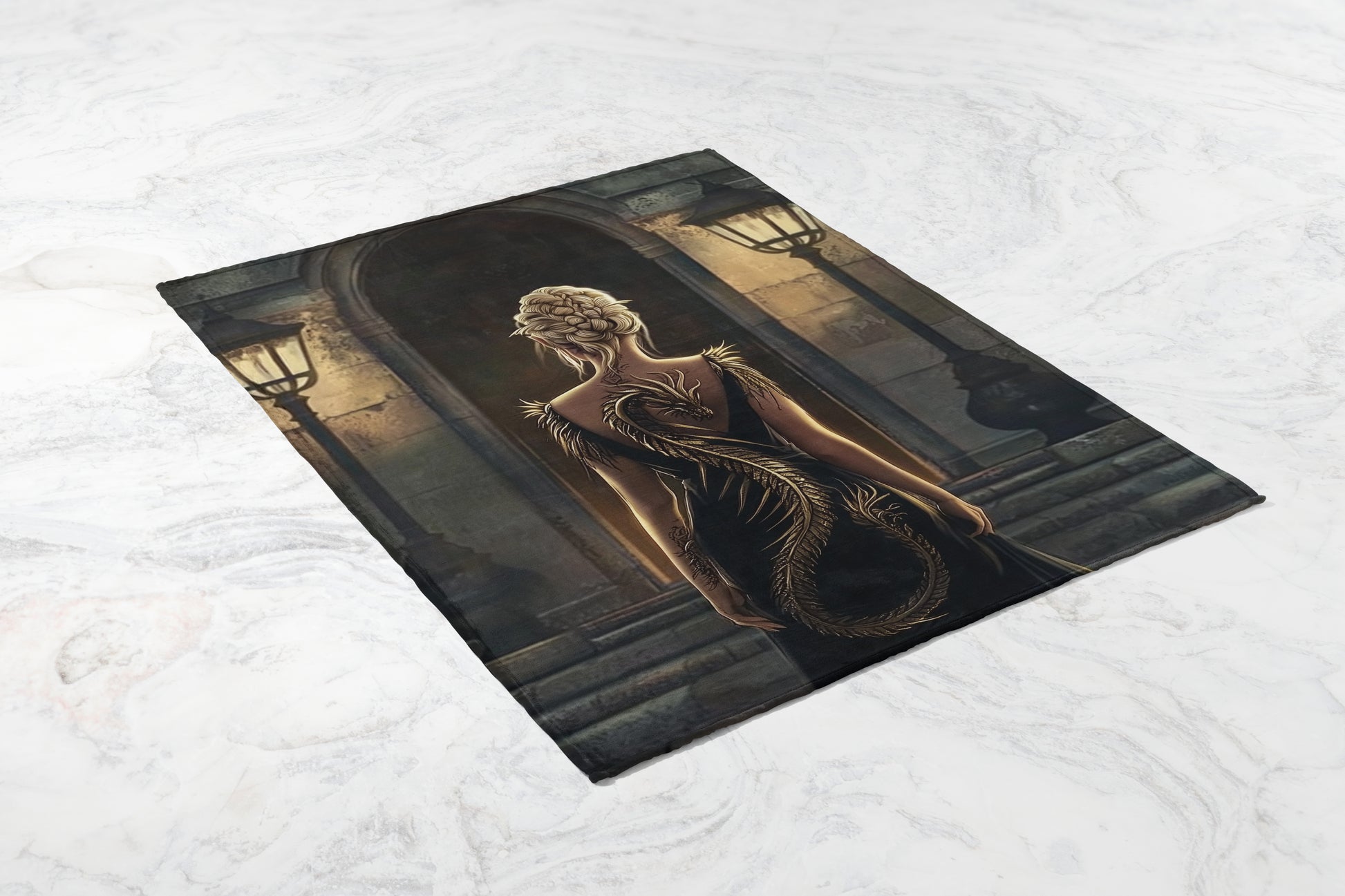 Elegant Figure in Black Dress Art Print