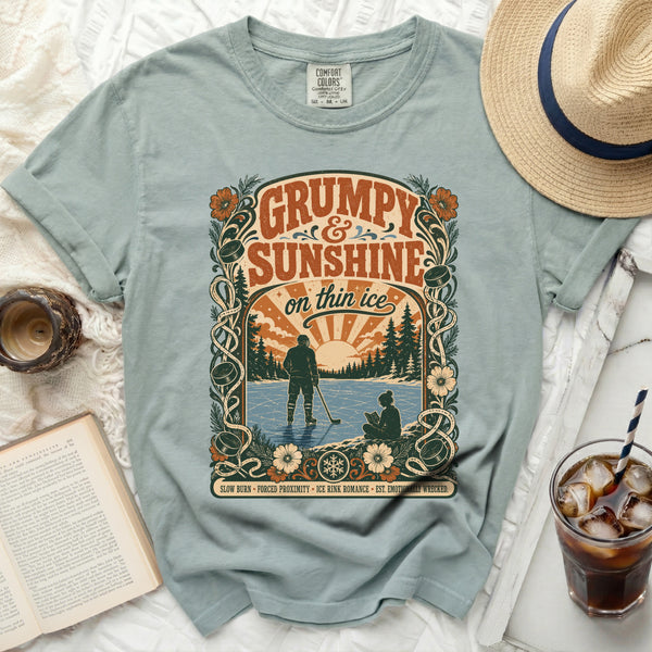 Grumpy & Sunshine Thin Ice Romance Tee in Bay