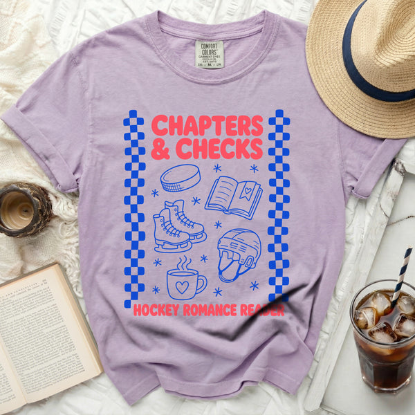 Chapters & Checks Hockey Tee in Orchid