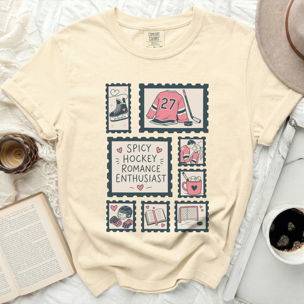 Spicy Hockey Romance Enthusiast Tee in Ivory