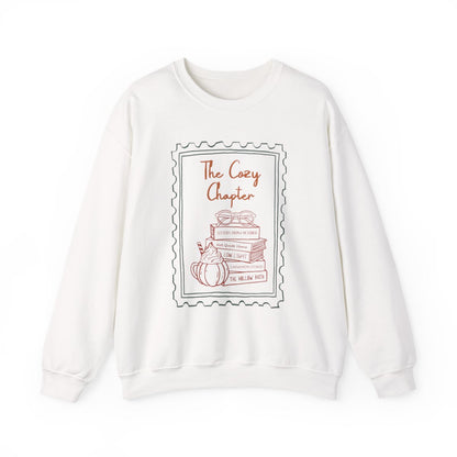 The Cozy Chapter Sweatshirt with Books and Pumpkin Design