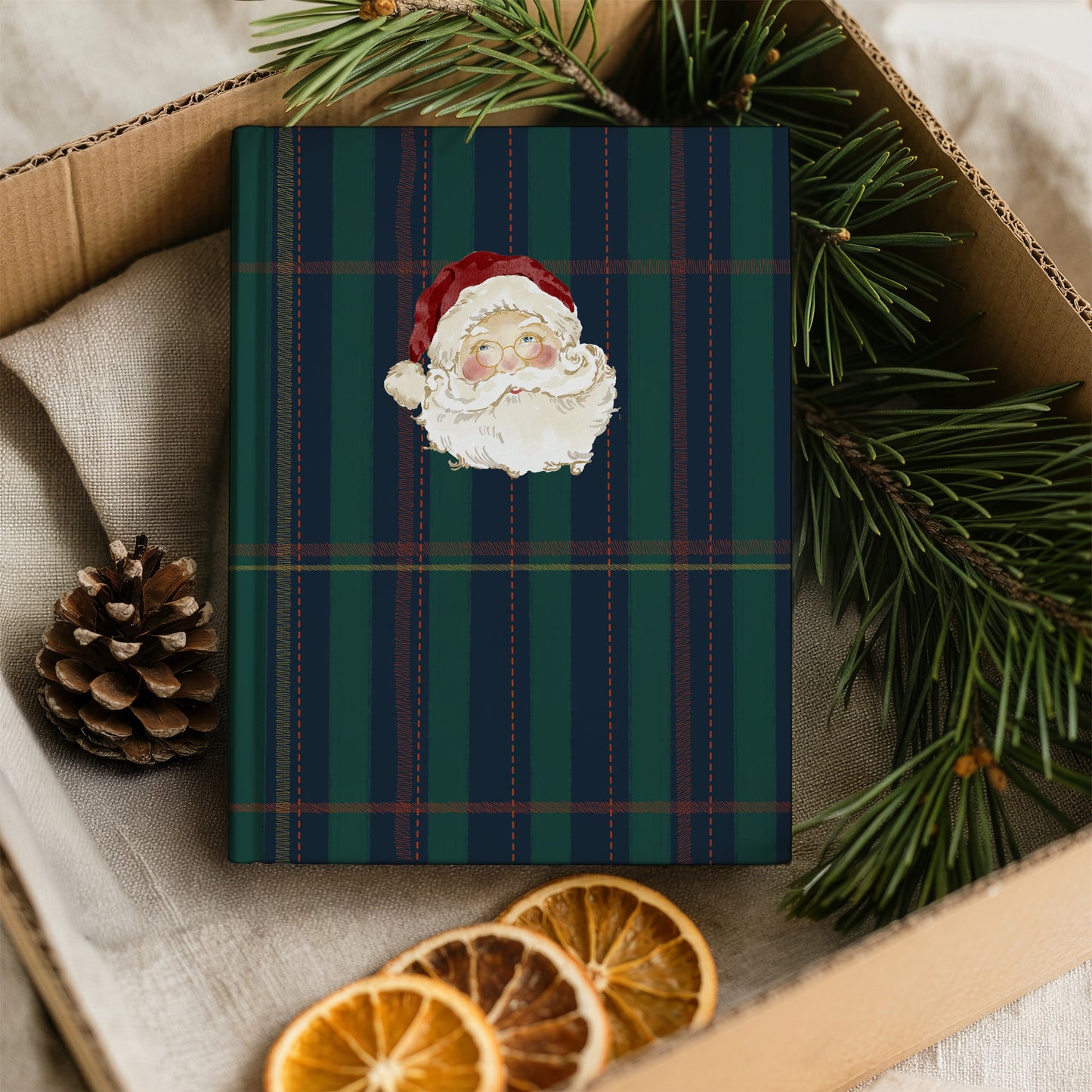Festive Santa Claus Plaid Hard Cover Journal product