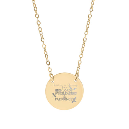 Highlords Wingleaders and Fae Princes Engraved Necklace