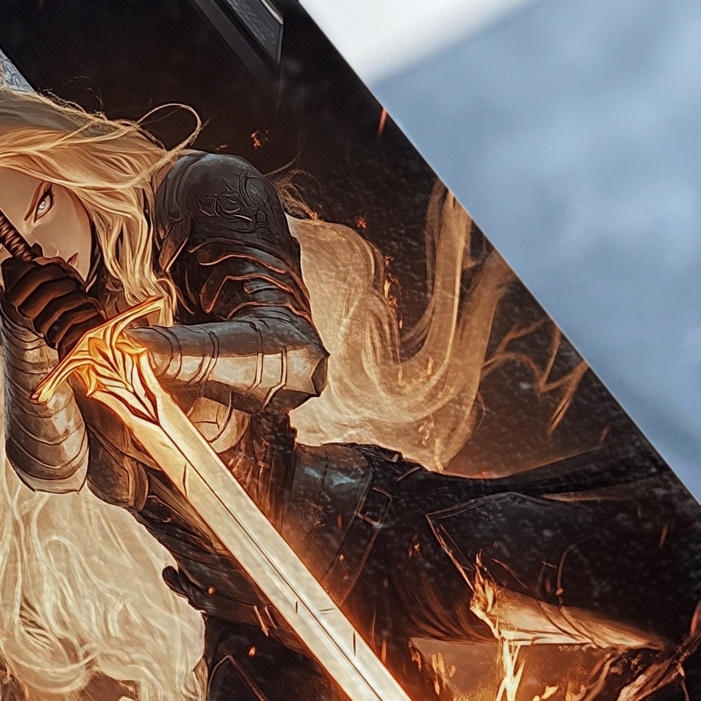 Blonde Fantasy Warrior Sword Wielder Dynamic Art product type