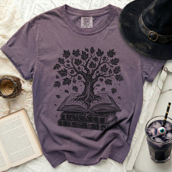 Literary Tree Tee in Grape