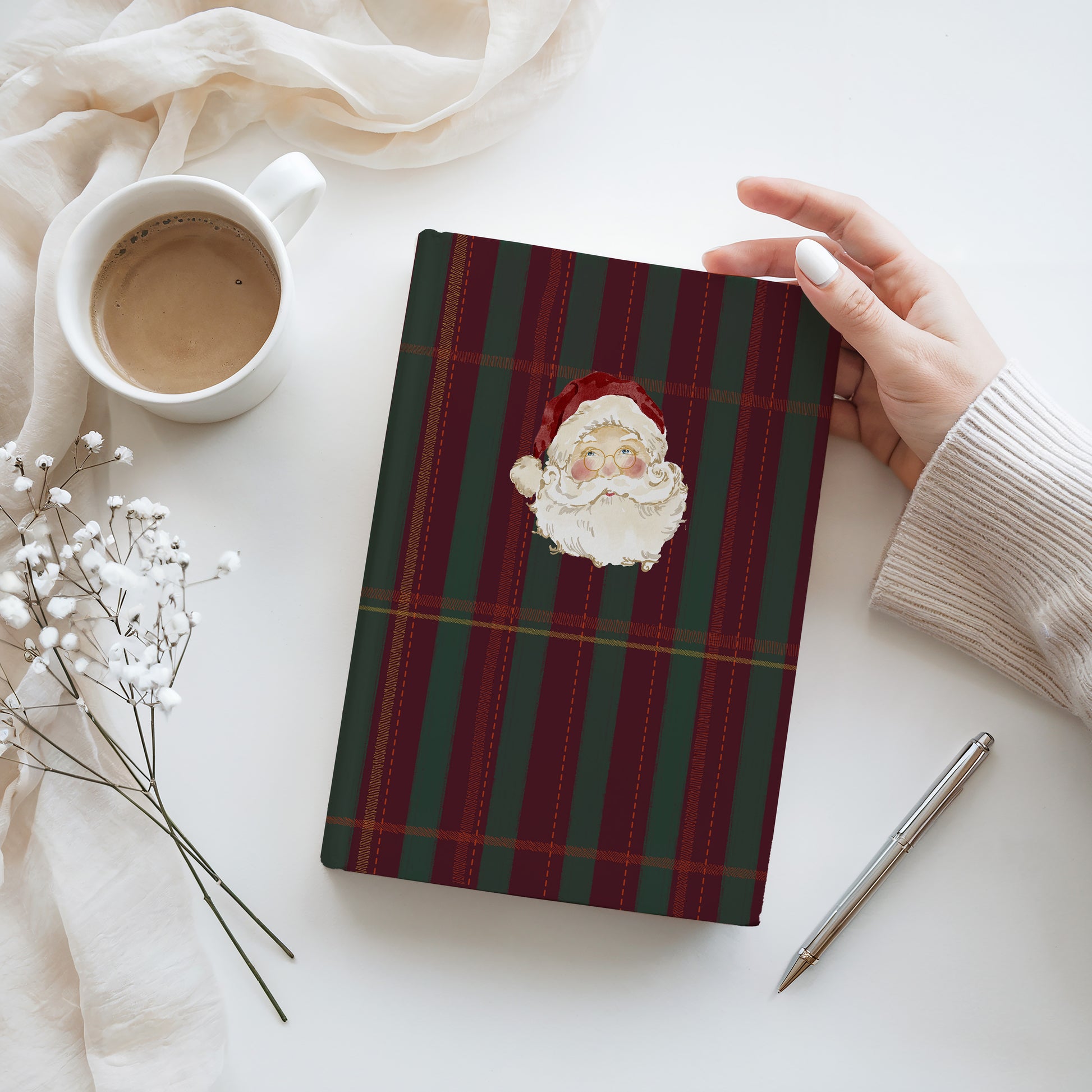 Santa Claus Plaid Pattern Cover Notebook