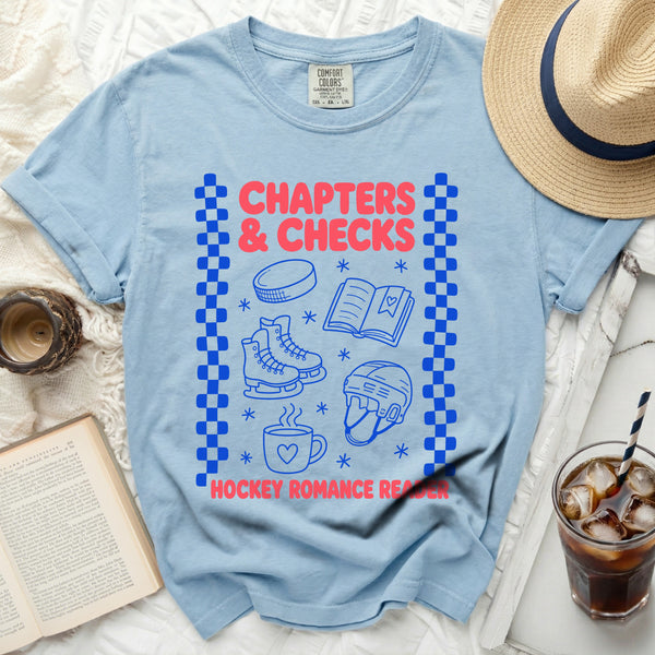 Chapters & Checks Hockey Tee in Chambray