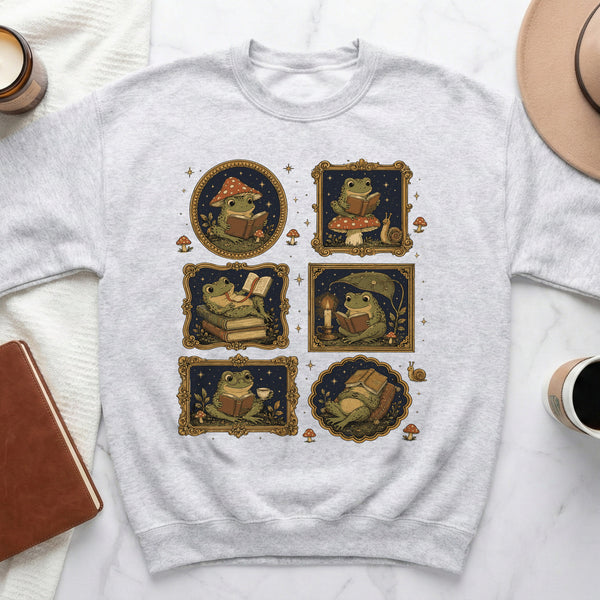 Literary Frogs Sweatshirt in Ash