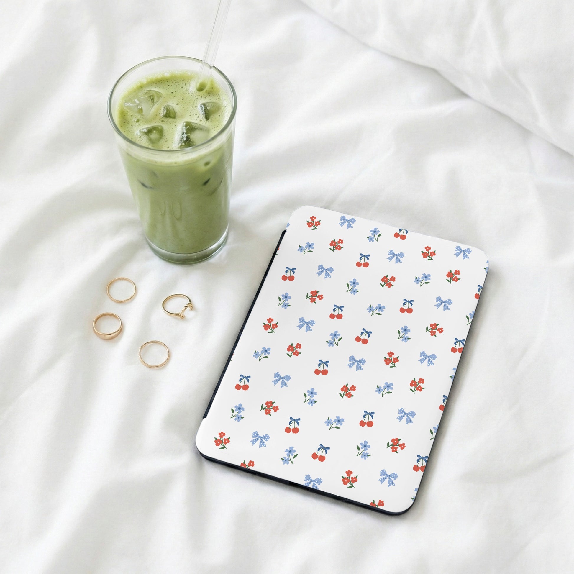Cute Floral and Cherry Pattern on Tablet Case