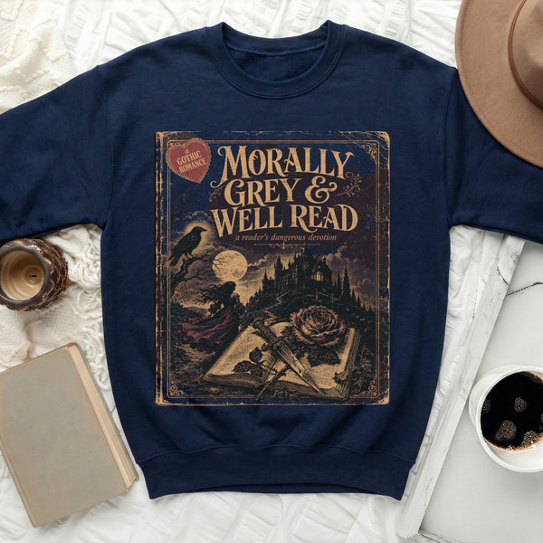 Morally Grey Gothic Sweatshirt in Navy