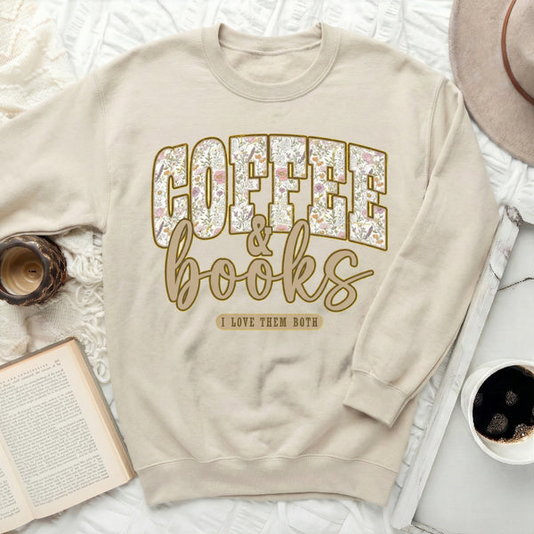 COFFEE & books Sweatshirt in Sand